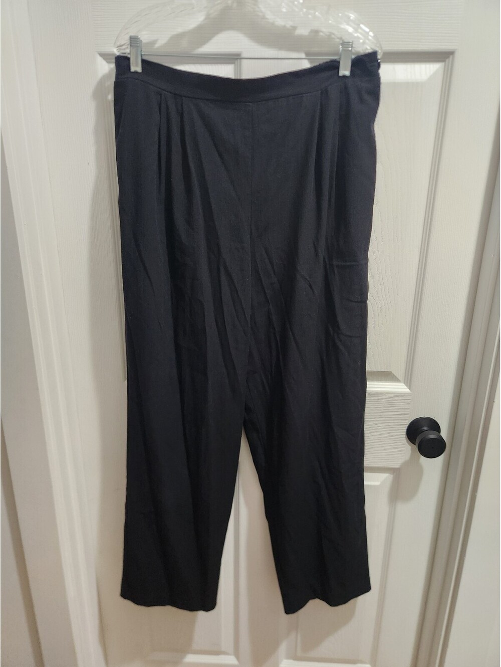 Black Lightweight Casual Pants with Elastic Waistband Size 18